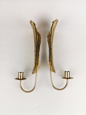 Mid-Century Brass Wall Candlesticks, Sweden, 1960s, Set of 2-UYK-806959