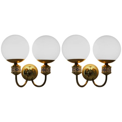 Mid-Century Brass Wall Lights or Sconces from Kamenicky Senov, 1970s, Set of 2-TZ-738286