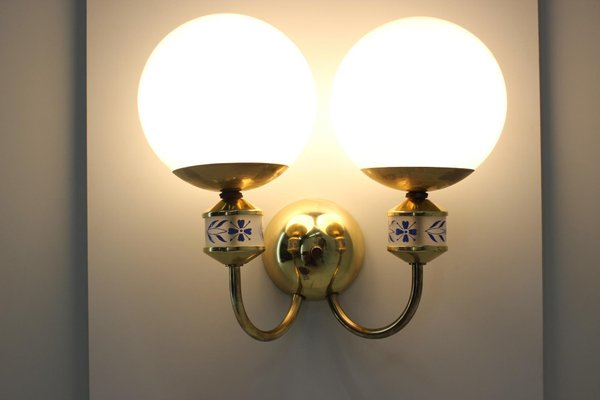 Mid-Century Brass Wall Lights or Sconces from Kamenicky Senov, 1970s, Set of 2-TZ-738286