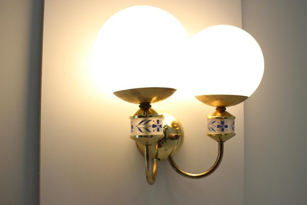 Mid-Century Brass Wall Lights or Sconces from Kamenicky Senov, 1970s, Set of 2-TZ-738286