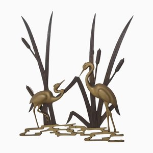 Mid-Century Brass Wall Sculpture with Birds, 1970s-ZO-1189999