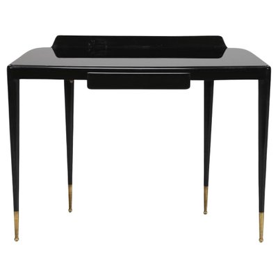 Mid-Century Brass, Wood and Glass Console in the style of Gio Ponti, 1950s-KKZ-2031903