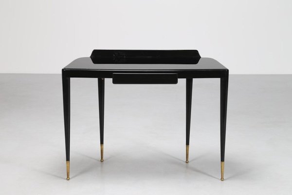 Mid-Century Brass, Wood and Glass Console in the style of Gio Ponti, 1950s-KKZ-2031903