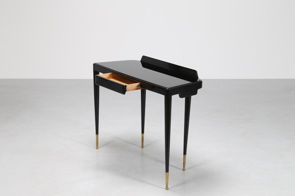 Mid-Century Brass, Wood and Glass Console in the style of Gio Ponti, 1950s-KKZ-2031903