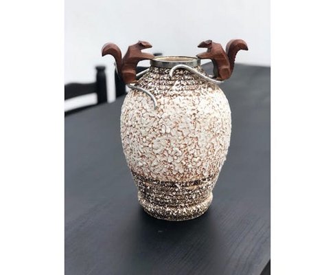 Mid-Century Bronze and Silver Ceramic Vase-SSK-832602