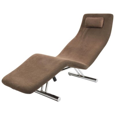 Mid-Century Brown Fabric and Chrome Steel Chaise Longue, 1980s-JDR-1125967