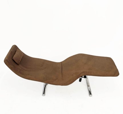 Mid-Century Brown Fabric and Chrome Steel Chaise Longue, 1980s-JDR-1125967