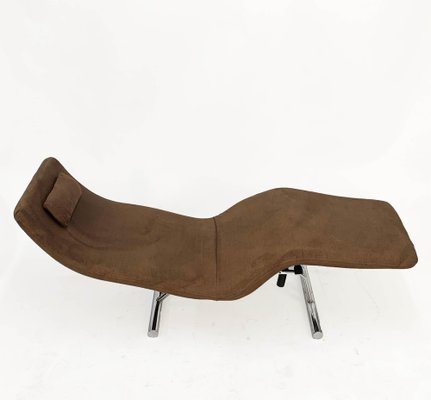 Mid-Century Brown Fabric and Chrome Steel Chaise Longue, 1980s-JDR-1125967