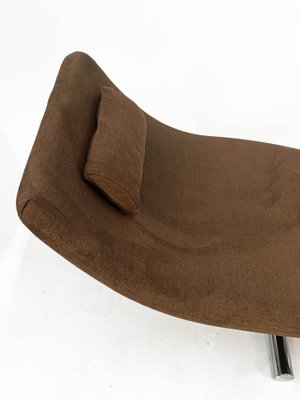 Mid-Century Brown Fabric and Chrome Steel Chaise Longue, 1980s-JDR-1125967