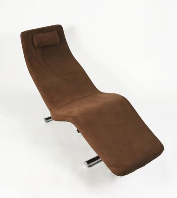 Mid-Century Brown Fabric and Chrome Steel Chaise Longue, 1980s-JDR-1125967