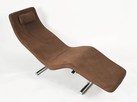 Mid-Century Brown Fabric and Chrome Steel Chaise Longue, 1980s-JDR-1125967