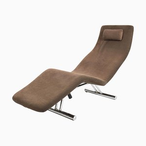 Mid-Century Brown Fabric and Chrome Steel Chaise Longue, 1980s-JDR-1125967