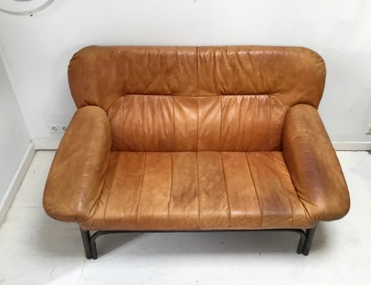 Mid-Century Brown Leather and Bamboo Frame Sofa, 1970s-SU-691546