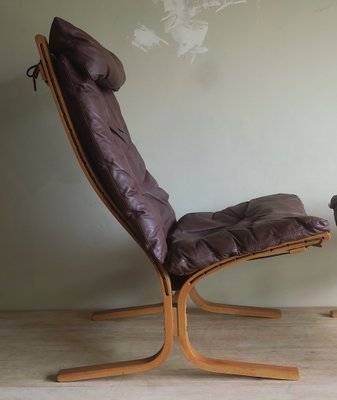 Mid-Century Brown Leather Siesta Chair and Ottoman by Ingmar Relling, Set of 2-ED-1789708