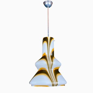 Mid-Century Brown Opaline Murano Glass Pendant Lamp, Italy, 1950s-WQC-1311103