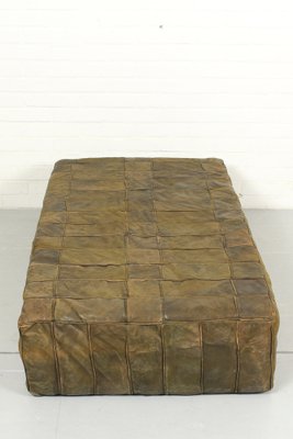 Mid-Century Brown Patchwork Leather Foot Stool, 1970s-ZA-1409154