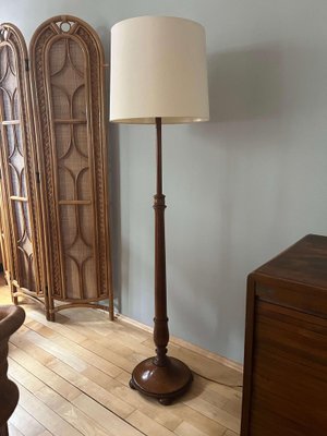 Mid-Century Brown Teak Lamp-IZA-1744945