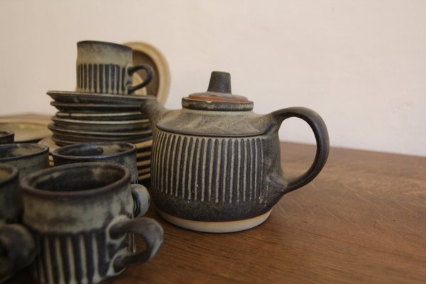 Mid-Century Brutalism British Tremar Pottery Tea Set, 1960s, Set of 26-TAT-2036832