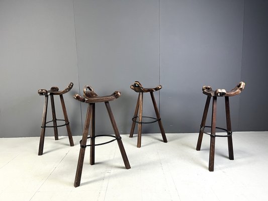 Mid-Century Brutalist Bar Stools, 1960s, Set of 4-IRH-2021212