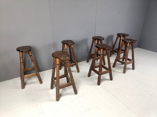 Mid-Century Brutalist Bar Stools, 1960s, Set of 7-IRH-2028293