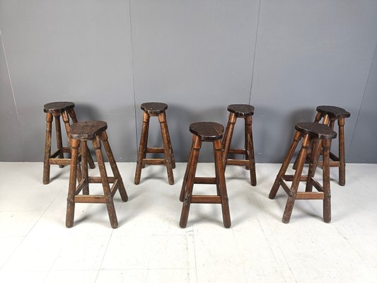 Mid-Century Brutalist Bar Stools, 1960s, Set of 7-IRH-2028293