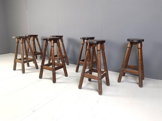 Mid-Century Brutalist Bar Stools, 1960s, Set of 7-IRH-2028293