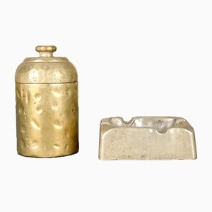 Mid-Century Brutalist Brass Smokers Set, Set of 2-YGX-766591