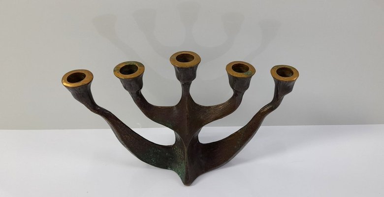 Mid-Century Brutalist Bronze Candleholder attributed to Michael Harjes, 1960s-UWE-1772596