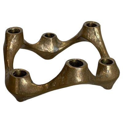 Mid-Century Brutalist Bronze Candleholder attributed to Michael Harjes, Germany, 1960s-QZ-1762624