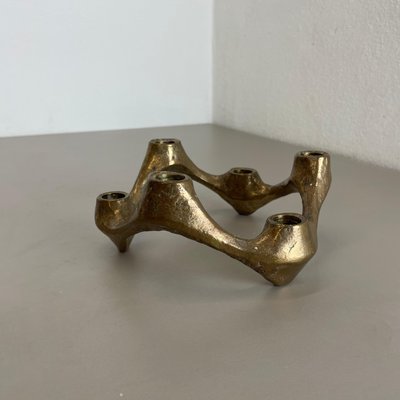 Mid-Century Brutalist Bronze Candleholder attributed to Michael Harjes, Germany, 1960s-QZ-1762624