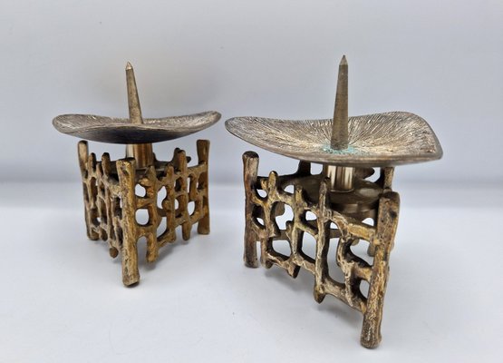 Mid-Century Brutalist Candleholders, Set of 2-ZTS-2022651