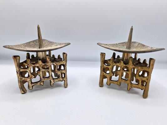 Mid-Century Brutalist Candleholders, Set of 2-ZTS-2022651