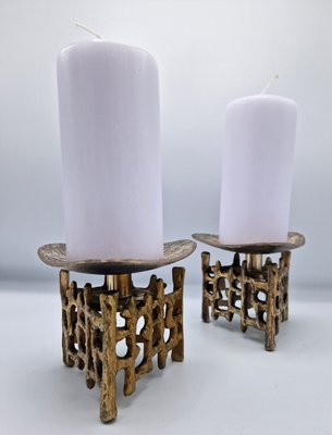 Mid-Century Brutalist Candleholders, Set of 2-ZTS-2022651