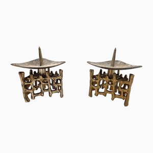 Mid-Century Brutalist Candleholders, Set of 2-ZTS-2022651