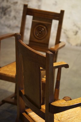 Mid-Century Brutalist Chairs and Armchairs, 1950s, Set of 6-LA-1356694