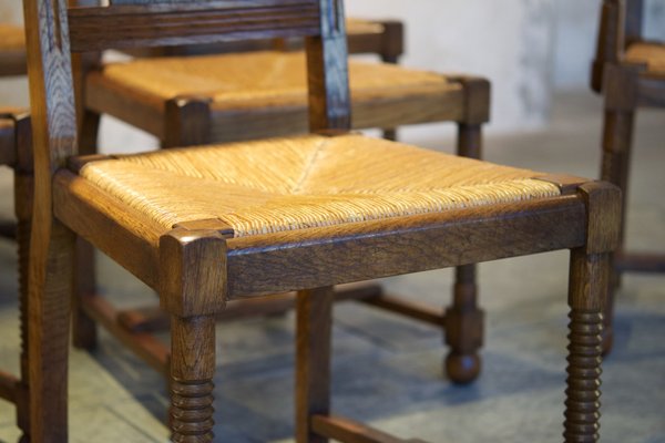 Mid-Century Brutalist Chairs and Armchairs, 1950s, Set of 6-LA-1356694