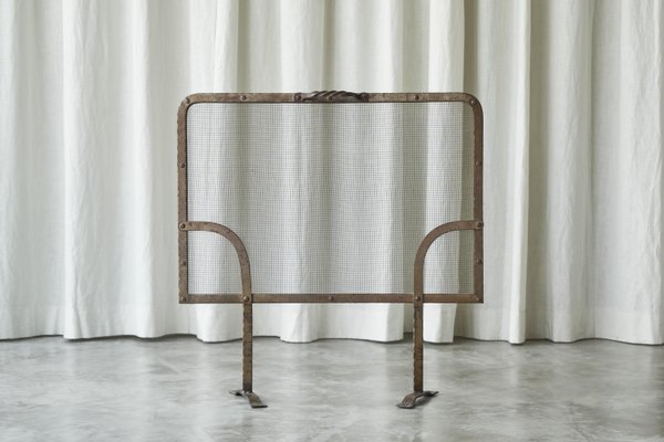 Mid-Century Brutalist Fire Screen in Metal, 1940s-FEW-2024188