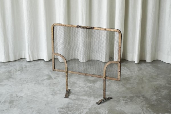 Mid-Century Brutalist Fire Screen in Metal, 1940s-FEW-2024188