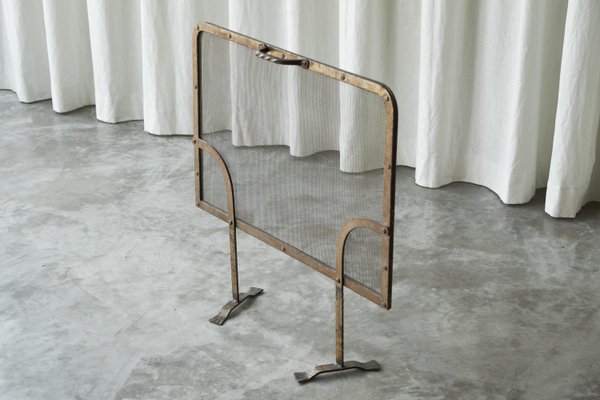 Mid-Century Brutalist Fire Screen in Metal, 1940s-FEW-2024188