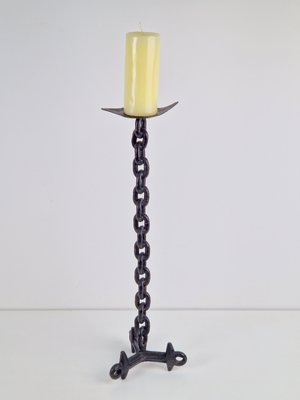 Mid-Century Brutalist Floor Chain Candleholder, France, 1960s-AXJ-2032464