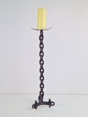 Mid-Century Brutalist Floor Chain Candleholder, France, 1960s-AXJ-2032464