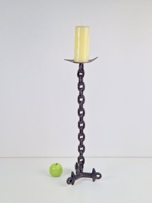 Mid-Century Brutalist Floor Chain Candleholder, France, 1960s-AXJ-2032464