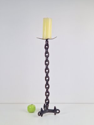 Mid-Century Brutalist Floor Chain Candleholder, France, 1960s-AXJ-2032464