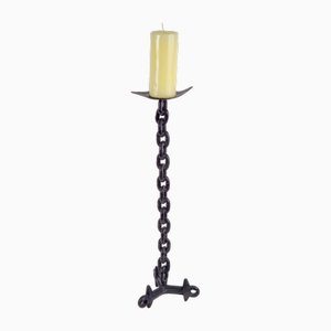 Mid-Century Brutalist Floor Chain Candleholder, France, 1960s-AXJ-2032464