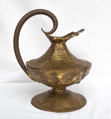 Mid-Century Brutalist French Iron and Brass Pitcher, 1950s-RIU-1433120