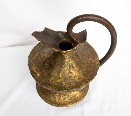 Mid-Century Brutalist French Iron and Brass Pitcher, 1950s-RIU-1433120