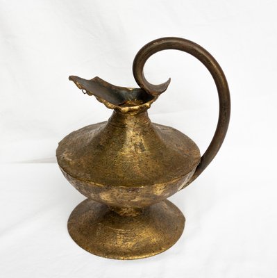 Mid-Century Brutalist French Iron and Brass Pitcher, 1950s-RIU-1433120