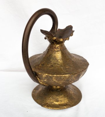 Mid-Century Brutalist French Iron and Brass Pitcher, 1950s-RIU-1433120