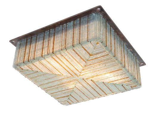 Mid-Century Brutalist Glass & Bronze Flush Mount, Italy, 1960s-DEK-1146234