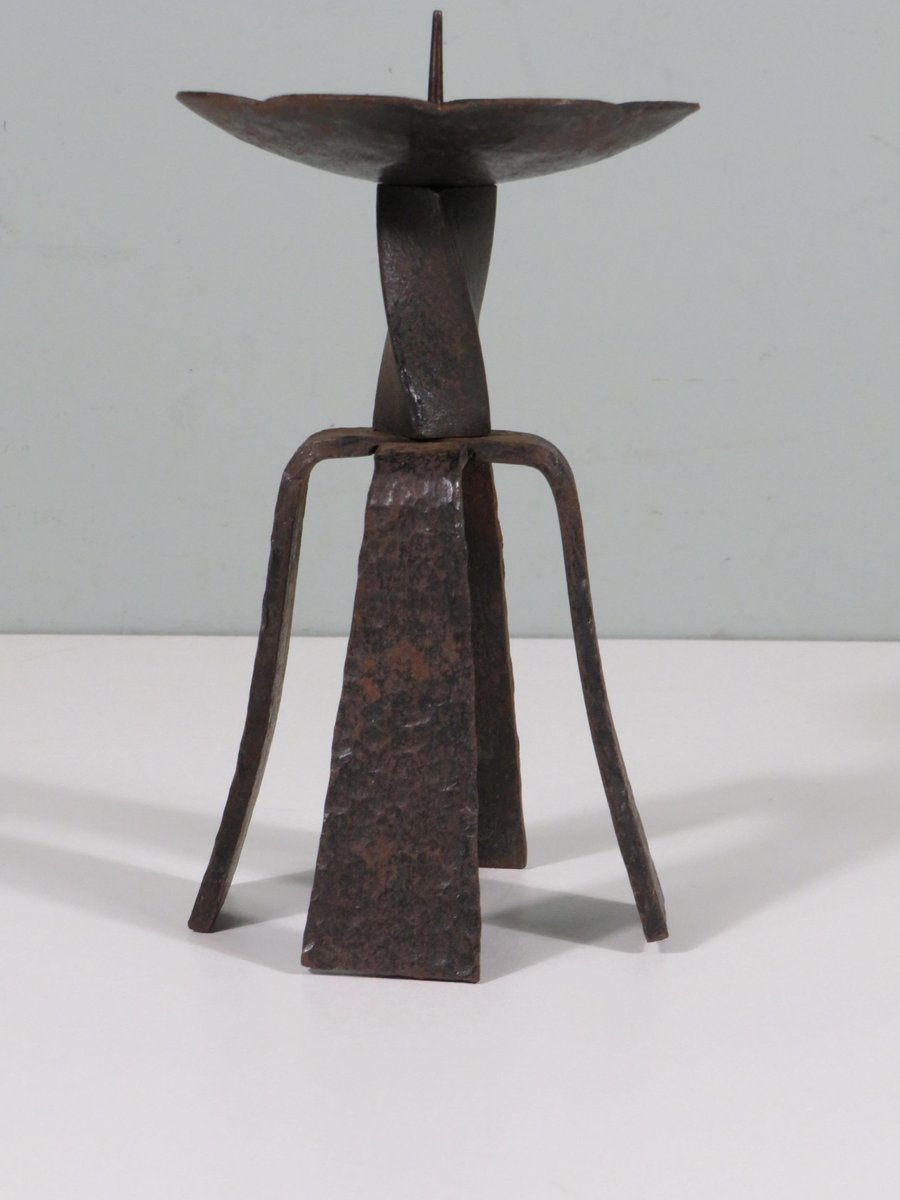 Mid-Century Brutalist Hand-Forged Candlestick, 1960s